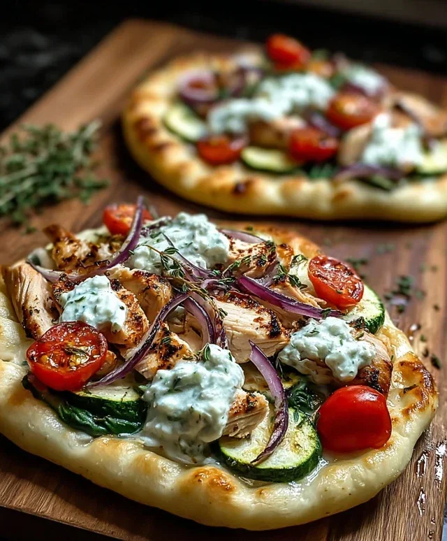 Tzatziki Chicken & Veggie Naan Pizza