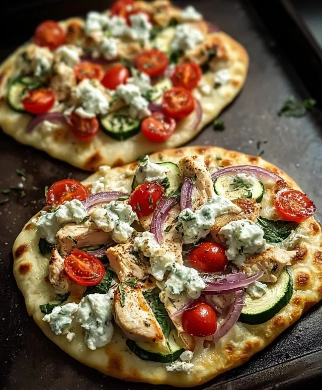 Tzatziki Chicken & Veggie Naan Pizza